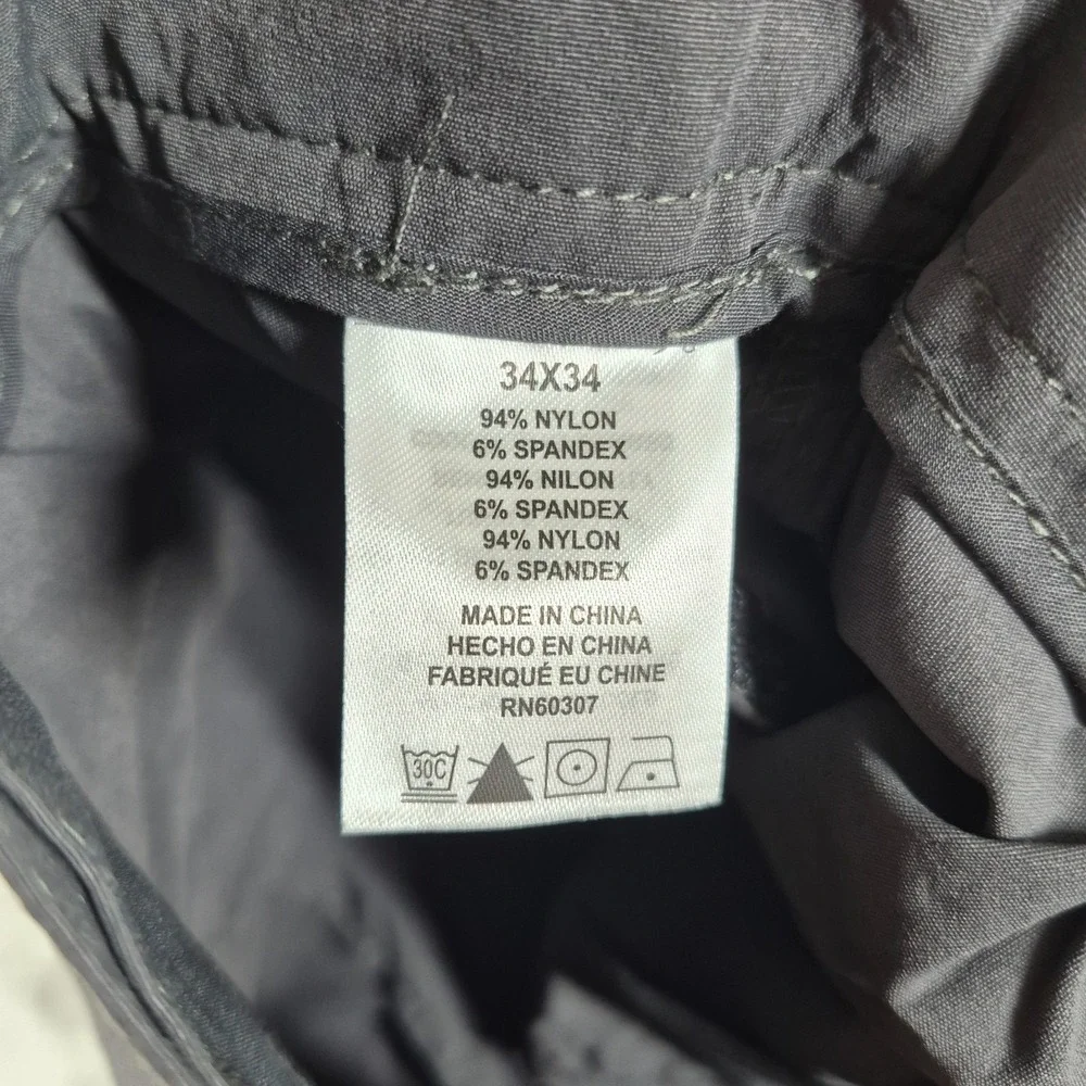 UB Tech Performance Pants Men's 34x34 Gray Comfort Waist Chino Cargo Casual NWT
